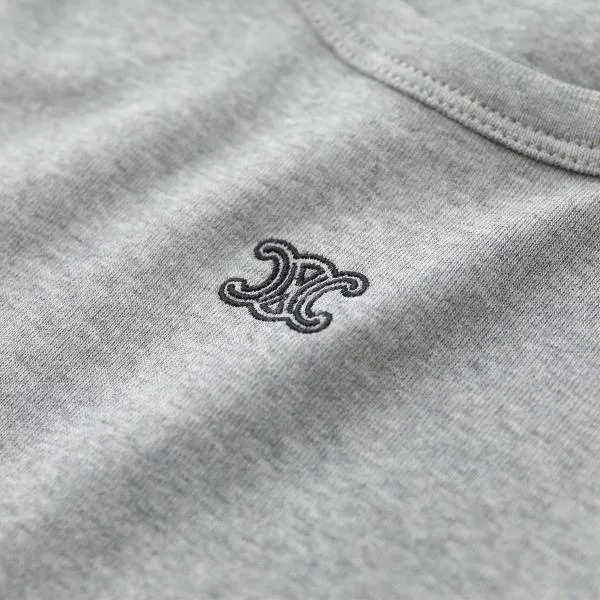 セリーヌ Tシャツ RX0M43O24.09MB レディース トリオンフ 刺繍 ロゴ クルーネック カットソー 半袖 グレー