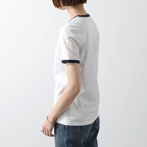 セリーヌ Tシャツ 2X94M671Q.01MA レディース 半袖 クルーネック カットソー トリオンフ刺繍 胸ポケット コットン オフホワイト他