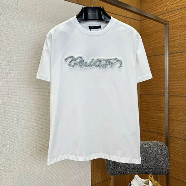 n級品 おすすめ ルイヴィトン デニムシグネチャーTシャツ コピー 白 ロゴ 刺繍 vut42387