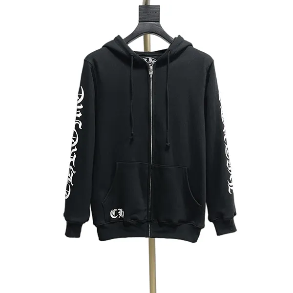 クロムハーツ  OLD ZIP パーカー スーパーコピー バックホースシュー ダガージップアップ フーディ スウェットパーカー ブラック Kuh24921