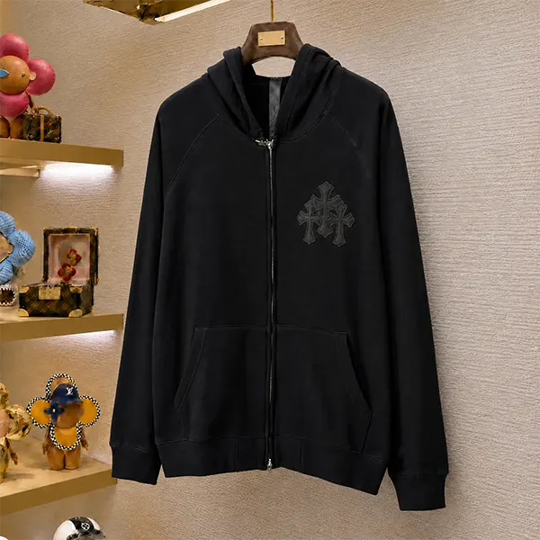 クロムハーツ スーパーコピー ペーパージャム セメタリー レザー トリプルクロス ジップアップ フーディ