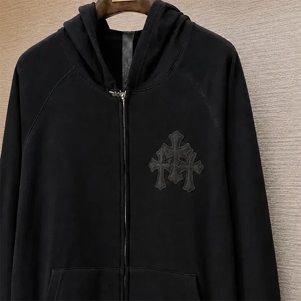 クロムハーツ スーパーコピー ペーパージャム セメタリー レザー トリプルクロス ジップアップ フーディ