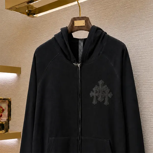 クロムハーツ スーパーコピー ペーパージャム セメタリー レザー トリプルクロス ジップアップ フーディ