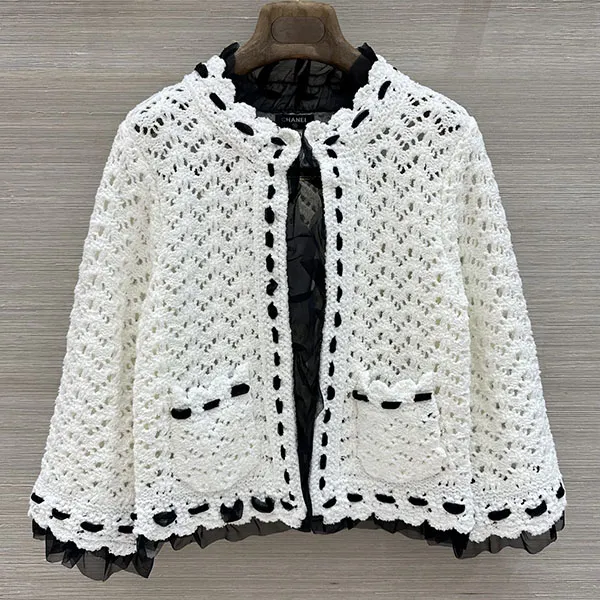 【バイカラーで合わせやすい◎透かし編み♪】シャネル ジャケット スーパーコピー P81313 K11779 U7821