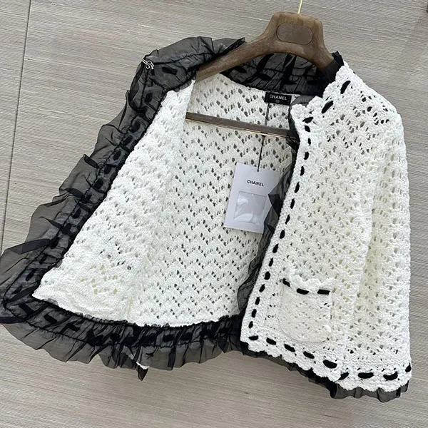 【バイカラーで合わせやすい◎透かし編み♪】シャネル ジャケット スーパーコピー P81313 K11779 U7821