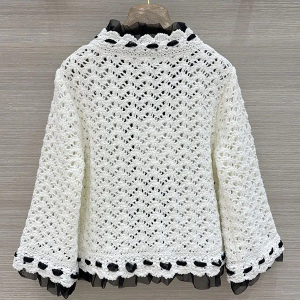 【バイカラーで合わせやすい◎透かし編み♪】シャネル ジャケット スーパーコピー P81313 K11779 U7821