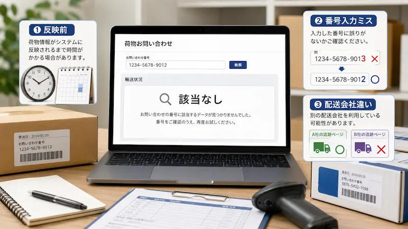 佐川グローバルの追跡で「該当なし」になる4つの原因