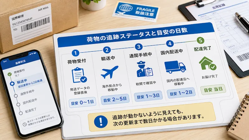 追跡が動かない時のステータスの意味と日数目安