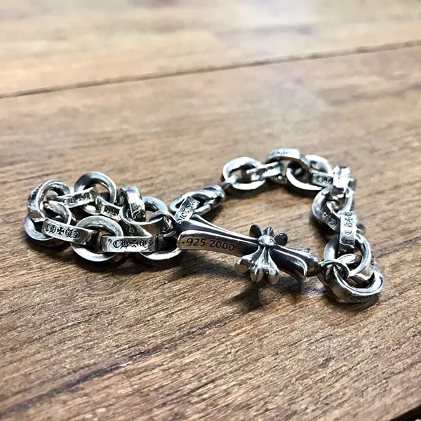 クロムハーツ n級品 シルバー 925 ペーパーチェーン クロス ブレスレット