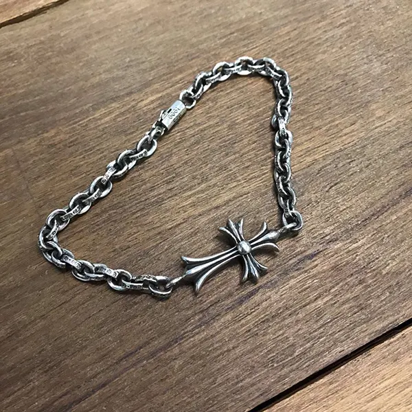 クロムハーツ n級品 シルバー 925 ペーパーチェーン クロス ブレスレット