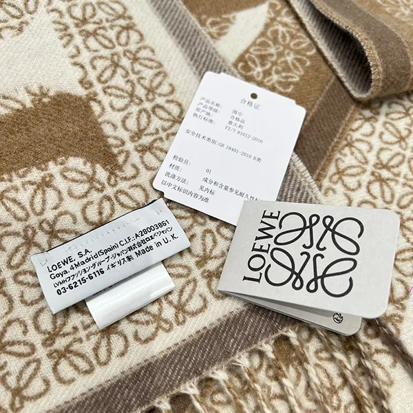 ロエベ ウール カシミア Fringed scarf フリンジ スカーフ