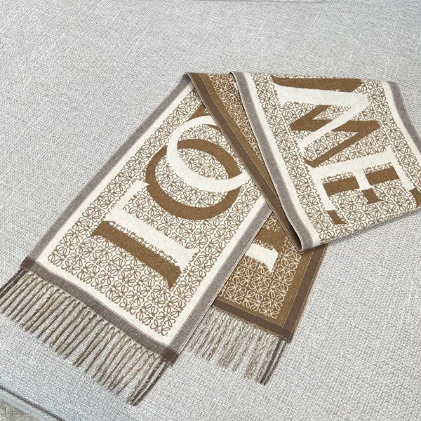 ロエベ ウール カシミア Fringed scarf フリンジ スカーフ