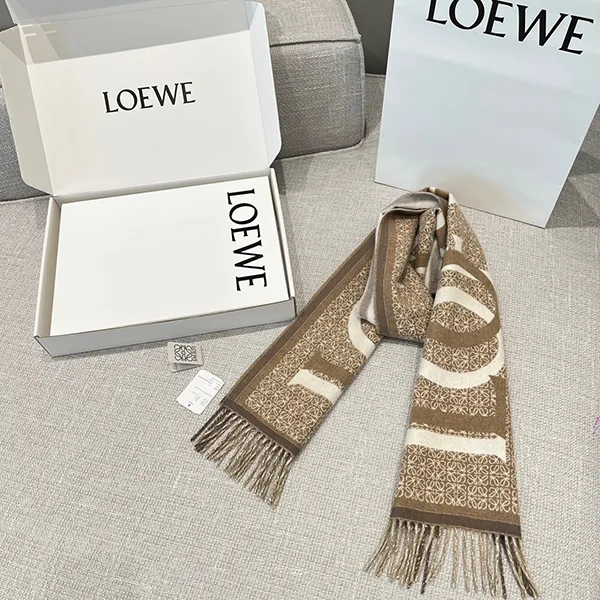 ロエベ ウール カシミア Fringed scarf フリンジ スカーフ
