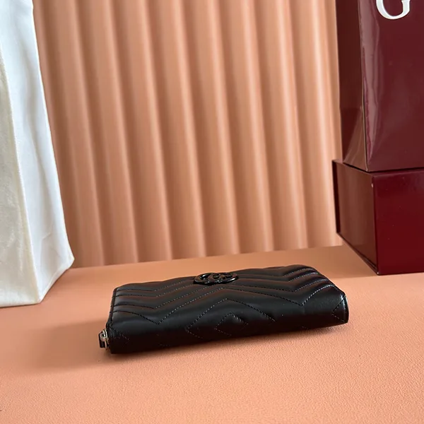 グッチ 長財布 GGマーモント ラウンドファスナー 二つ折り 財布